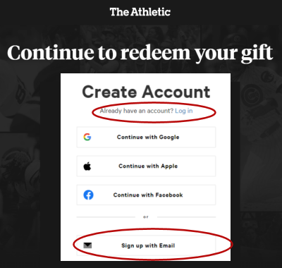 Create an email account or log in.