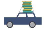 No-contact pickup: car with books on roof