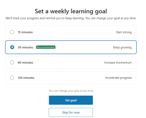 Weekly learning goal