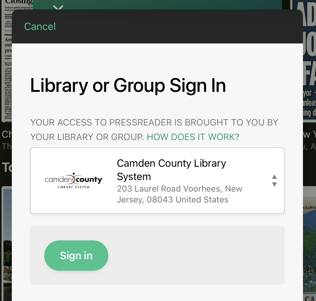Click on the green "Sign in" button.