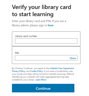 Enter library card and PIN