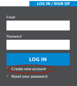 Click on Log in/Sign up and then Create New Account