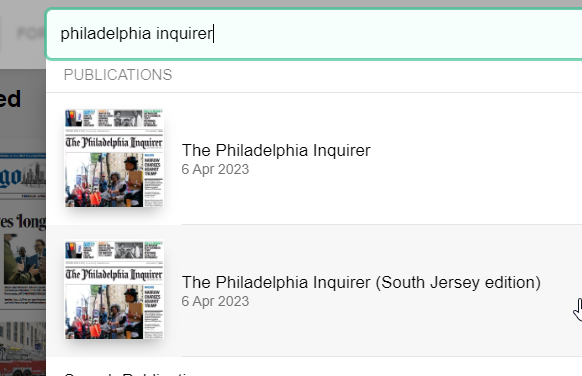 search in Press Reader box