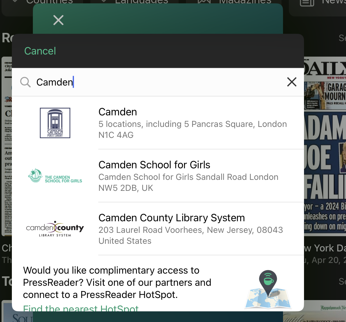 Type in "Camden" to quickly find the Camden County Library System