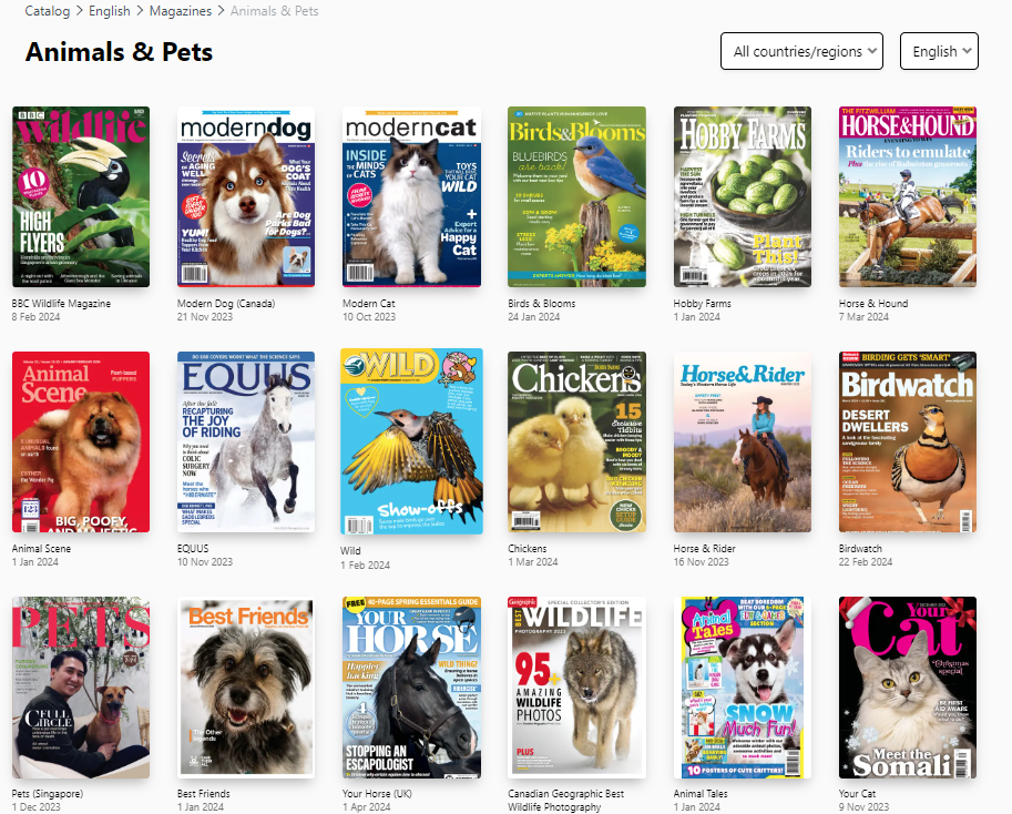 Single category of magazines